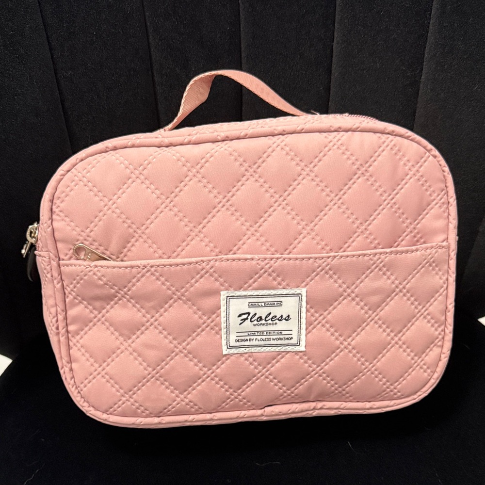 Floless Quilted Pink Cosmetic Bag NWT